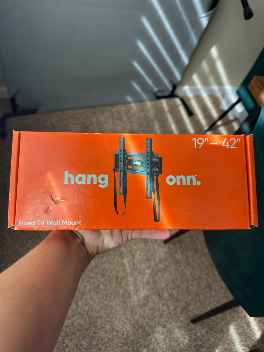 hang onn. Fixed TV Wall Mount (19"-42") in Bright Orange